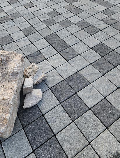 stone finish concrete cobbles